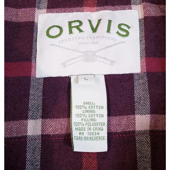 Orvis Insulated Cotton Vest Flannel Lining Brown Outdoor Sporting Men's Large - Picture 2 of 13